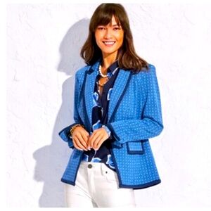 Cabi blue jacquard Scholarship blazer / Medium/ #6027